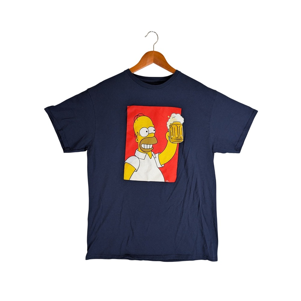 The Simpsons Homer Simpson Beer Graphic T-Shirt Navy Blue Mens L